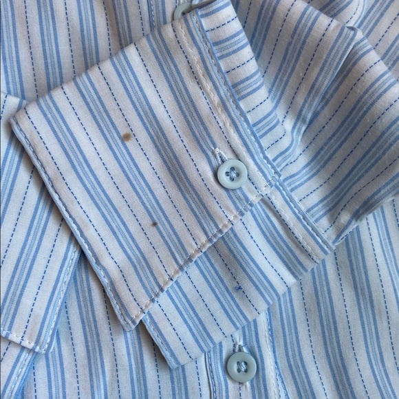 Bruno Minelli striped y2k style button down shirt summer blouse size medium - Picture 4 of 4